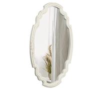 Sintosin Vintage Sculpted Oval Wall Mirror 43 x 60 cm, Distressed White Ornate Accent Wood Oval Bathroom Mirror, Rustic Wall Mounted Mirrors for Living Room
