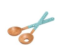 Sintra Mango Wood Spotted Salad Servers - Duck Egg