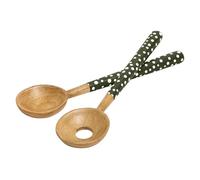 Sintra Mango Wood Spotted Salad Servers - Olive Green