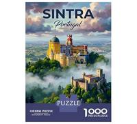 Sintra Portugal Palaces 1000 Piece Jigsaw Puzzle, Historic Square Architecture, 1000 Pieces for Adults, for Families, Relaxing Challenge, 52x38cm/1000pcs