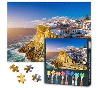 Sintra, Portugal Puzzles for Adults 1000 Pieces, Azenhas do Mar Jigsaw Puzzles, Azenhas do Mar white Village Adult Puzzle for Adults, Educational Fun Games or Toys for Elders Friends 20X27 INCH