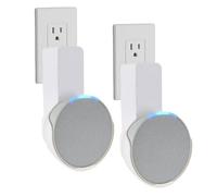 Sintron 2X Wall Mount Holder for Echᴏ Pop, Smart Home Speaker Stand Hanger, Space-Saving, No Screws Drilling Needed, Built-in Cable Management, Decorative Design, Compatible with Google Nest (White)