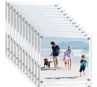 Sintuff 12 Pack Acrylic Floating Picture Frame Wall Mount Frameless Photo Frames Double Panel Clear for Office Home Photography Display (for 8" X 10" Picture,Full Frame 9.2" X 11.4",Silver)