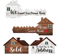 Sintuff 2 Pieces Sold Signs, Double Sided Social Media Photo Props, House Shaped and Home Key Shaped Decor Closing Gift Double Sided Agent Supplies and Signs