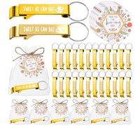Sintuff 25 Sets Bee Baby Shower Party Favors Sweet as Can Honey Bee Bottle Opener Keychain Organza Bags Thank You Tags Rope Gender Revel Baby Shower Return Gifts for Guests