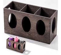 Sintuff Vintage Wood Yoga Mat Holder Storage Organizer Floor Standing Foam Roller Holder Rack for Home Yoga Mats Gym Sports Exercise Accessories Dumbbell Resistance Bands (3 Slot,Vintage Gray)