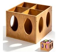 Sintuff Vintage Wood Yoga Mat Holder Storage Organizer Floor Standing Foam Roller Holder Rack for Home Yoga Mats Gym Sports Exercise Accessories Dumbbell Resistance Bands(4 Slot,Burnt Wood)