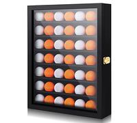 Sintuff Wood Golf Ball Display Case Golf Ball Holder Ball Rack Golf Gift Black Display Rack Cabinet Wall Mount Ball Golf Shadow Box for Enthusiast Collectibles with Lockable Acrylic Door