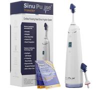 SinuPulse Traveler with 30 Sinuair Packets - Cordless Pulsating Nasal Irrigation Sinus Rinse System, Space Saving Cleaner & Relief Machine for Travel, More Effective than Neti Pot or Nose Spray Bottle