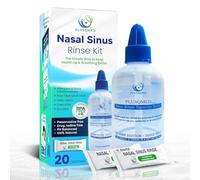 Nasal Rinse Kit with 250ml Squeeze Bottle + 20 Salt Packets - Neti Pot for Sinus Cleansing, Allergy Relief & Nasal Hygiene - Natural, PH Balanced, Drug-Free - Adults & Kids 2+