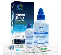 Sinus Rinse Kit with Squeeze Bottle and 50 Salt Sachets, Nasal Wash for Adults and Children, Natural Nasal Irrigation for Congestion Relief, Sinus Cleanser