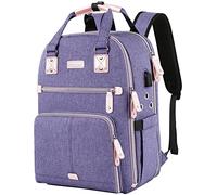 SINVICKO Crochet Bag, Knitting Bag Backpack and Totes Organizer with USB Charging Port, Large Yarn Storage Tote Bag, Purple