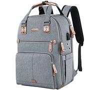 SINVICKO Crochet Bag, Knitting Bag Backpack and Totes Organizer with USB Charging Port, Large Yarn Storage Tote Bag, Grey, Travel
