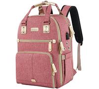 SINVICKO Crochet Bag, Knitting Bag Backpack and Totes Organizer with USB Charging Port, Large Yarn Storage Tote Bag, Pink, Modern