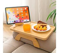 SINWANT Couch Arm Tray,Bamboo Sofa Clip on Side Table,Foldable Couch Armrest Table with 360° Phone Holder,Food Trays for Eating/Drinks/Snacks/Remote