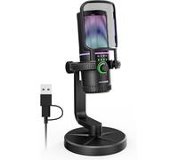 SINWE Gaming Microphone with Noise Cancelation & Gain Control- USB PC Mic for Streaming, Gaming, Podcasts, PC, PS4 -Includes Pop Filter, Shock Mount, Quick Mute & RGB Lighting