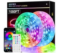 SINWE Led Lights - Music Sync RGB Led Strip Lights with 44 Key Remote and App Control for Bedroom, Home, Kitchen, Party, Christmas Decoration (30M)