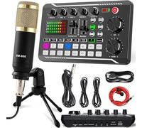 SINWE Podcast Equipment Bundle, BM-800 Mic Kit with F998 Audio Mixer, 4-Channel, Cardioid Podcast Microphone, for Streaming/Podcasting/Gaming