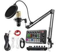 SINWE Podcast Microphone Bundle, BM-800 Condenser Mic with Live Sound Card Kit, Podcast Equipment Bundle with Voice Changer and Mixer Functions for PC Smartphone Studio Recording & Broadcasting