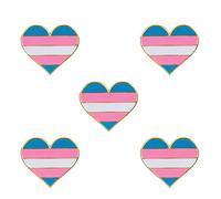 Sinwinkori Pack 5 Transgender Pride Heart Shape Lapel Pin Brooches Pins Flag badge Brooch Badges