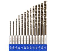 Sinyeenglon Hex Shank Cobalt Drill Bit Set for Metal and Hardened Steel, 13Pcs 1/16"-1/4" M35 HSS Twist Drill Bits for Impact Driver, with Index Holder