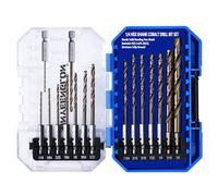 Sinyeenglon Hex Shank Cobalt Drill Bit Set for Metal & Steel,16Pcs 1/16-3/8 | Heavy Duty Impact Drill Bit Set for Hardened Steel, Quick Change, M35 High Speed Steel, Non Slip Shank, Index Storage Case