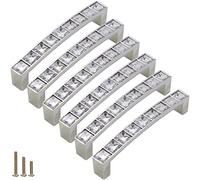 Sinyiol 6Pcs U Shape Crystal Glass Drawer Pulls Knobs Handles,Modern Decorated Shiny Cabinet Konbs Zinc Alloy Pulls Handles, for Cupboard Wardrobe Dresser Doors (3.8" Hole Distance, Silver, 6 Pack)