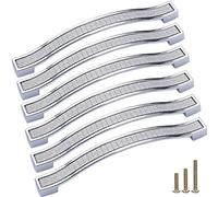 Sinyiol Bling Crystal Door Drawer Pulls Handle Knobs, 6 Pack Modern Europe Style Square Grind Arenaceous Rhinestone Pulls for Dresser Wardrobe Cupboard Closet Cabinet (Hole Distance 6.3", Silver)