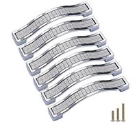 Sinyiol Bling Crystal Door Drawer Pulls Handle Konbs, 6 Pack Modern Europe Style Square Grind Arenaceous Rhinestone Pulls for Dresser Wardrobe Cupboard Closet Cabinet (Hole Distance 3.8, Silver)