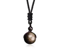 Sinymilk Natural Gold Obsidian Onyx Pendant Rainbow Eyes Beads Lucky Blessing Necklace Gold