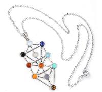 Sinymilk The Qabalistic Tarot Tree of Life Pendant Jewish Kabbalah Necklace Healing Energy Gemstone Talisem