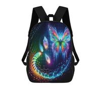sinyumoney 17 Inch Abstract Butterfly with Glowing Elements Backpacks Kids School Backpack School Bag 3D Printed School Bag for Boys Elementary And Middle School Students