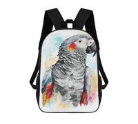 sinyumoney 17 Inch Abstract Grey Parrot Art Backpack Kids School Backpack 3D Printed Fashion School Bag for Boys Elementary And Middle School Student