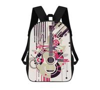 sinyumoney 17 Inch Abstract Guitar Bauhaus Backpack Kids School Backpack 3D Printed Fashion School Bag for Boys Elementary And Middle School Student