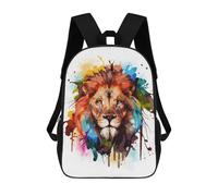 sinyumoney 17 Inch Abstract Lion Painting Backpack Kids School Backpack 3D Printed Fashion School Bag for Boys Elementary And Middle School Student