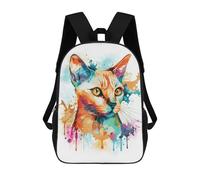 sinyumoney 17 Inch Abstract Siamese Cat Art Backpack, Children's Backpack, Student School Bag Bookbag Rucksack, 3D Printed for Boys Girls