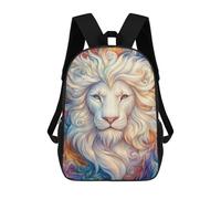 sinyumoney 17 Inch Abstract White Lion Portrait Backpack 3D Printed Children's School Backpack for Kids High Capacity Travel Rucksacks Book Bags Kids School Bag Back Pack