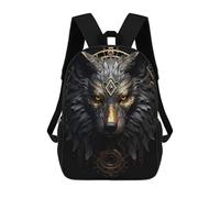 sinyumoney 17 Inch Abstract Wolve Head Wolf Backpack, Children's Backpack, Student School Bag Bookbag Rucksack, 3D Printed for Boys Girls