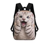 sinyumoney 17 Inch Adorable White Tiger Cub Portrait Backpack Kids School Backpack 3D Printed Fashion School Bag for Boys Elementary And Middle School Student