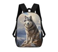 sinyumoney 17 Inch Alaskan Malamute in Mountain Landscape Backpack 3D Printed Children's School Backpack for Kids High Capacity Travel Rucksacks Book Bags Kids School Bag Back Pack
