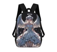 sinyumoney 17 Inch Angel in White Dress Backpacks Kids School Backpack School Bag 3D Printed School Bag for Boys Elementary And Middle School Students