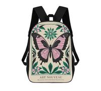 sinyumoney 17 Inch Art Nouveau Butterfly Backpack Kids School Backpack 3D Printed Fashion School Bag for Boys Elementary And Middle School Student