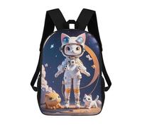 sinyumoney 17 Inch Astronaut Cat in Space Backpack with Pocket 3D Printed Travel Rucksacks Book Bags Kids School Bag