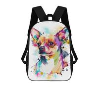 sinyumoney 17 Inch Backpacks Abstract Chihuahua Dog Kids 3D Printed School Bag for Boys Elementary And Middle School Students
