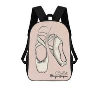 sinyumoney 17 Inch Backpacks Ballet Shoes Illustration Kids 3D Printed School Bag for Boys Elementary And Middle School Students