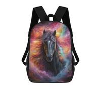 sinyumoney 17 Inch Backpacks Black Beauty Horse Kids 3D Printed School Bag for Boys Elementary And Middle School Students
