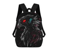 sinyumoney 17 Inch Backpacks Black Bird with Red Eye Kids 3D Printed School Bag for Boys Elementary And Middle School Students