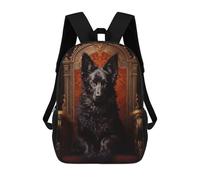 sinyumoney 17 Inch Backpacks Black German Shepherd Dog on Throne Kids 3D Printed School Bag for Boys Elementary And Middle School Students