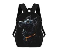 sinyumoney 17 Inch Backpacks Black & Gold Australian Shepherd Kids 3D Printed School Bag for Boys Elementary And Middle School Students