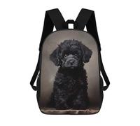 sinyumoney 17 Inch Backpacks Black Poodle Puppy Portrai Kids 3D Printed School Bag for Boys Elementary And Middle School Students